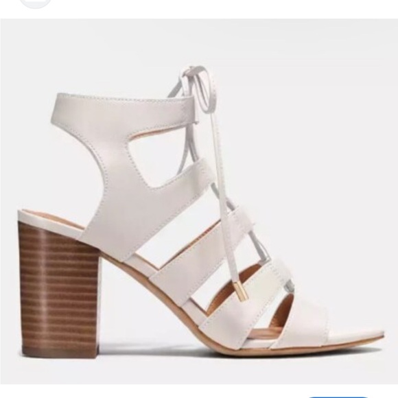 Coach Larissa strappy block heels white Genuine leather Sandals Heels - Picture 1 of 11